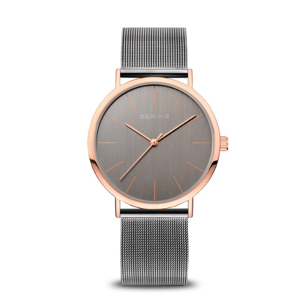 Montre femme Bering gris & doré rose – Élégance minimaliste au poignet