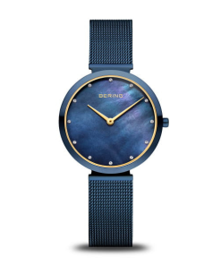 Montre Femme Bering Bleue – Bracelet Maille Milanaise et Cadran Nacre
