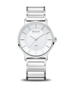 Montre femme Bering solaire blanche – Énergie naturelle & style raffiné au Maroc