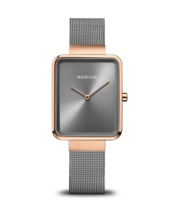 Montre rectangulaire femme Bering – élégance or rose et gris au Maroc