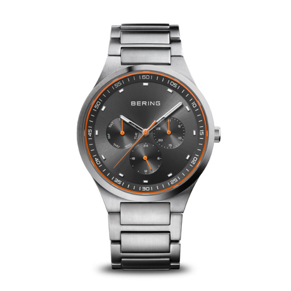 Montre Bering Multifonction - Design Moderne avec Cadran Gris et Accents