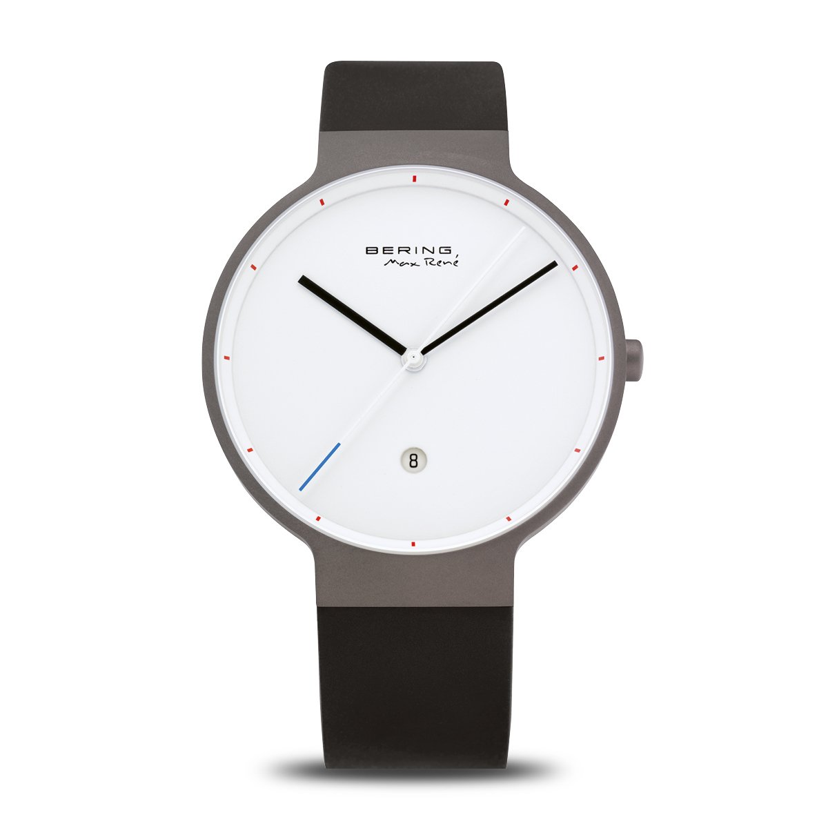 Montre Bering Max René avec Cadran Blanc et Bracelet en Silicone Noir - Design Épuré et Moderne