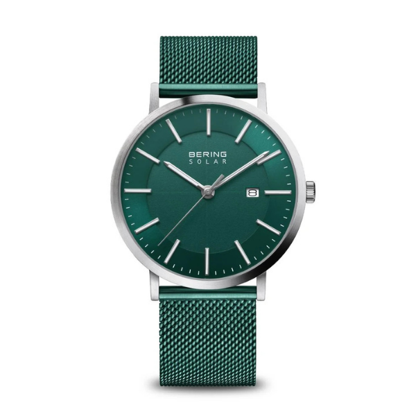 Montre Bering Solar - Élégance Verte avec Cadran et Bracelet Milanais