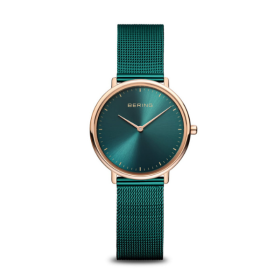 Montre Bering verte et bracelet rose doré – Style élégant et livraison rapide