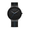 Montre Bering Mon René - Design Noir Minimaliste avec Accents Bleus