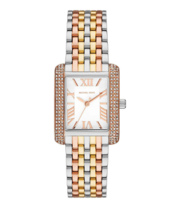 Montre Michael Kors Femme – Rectangulaire Trois Tons avec Cristaux