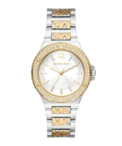 Montre Michael Kors Femme – Logo MK Bicolore avec Cristaux et Cadran Blanc