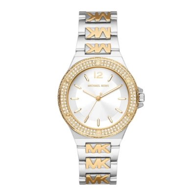 Montre Michael Kors Femme – Logo MK Bicolore avec Cristaux et Cadran Blanc